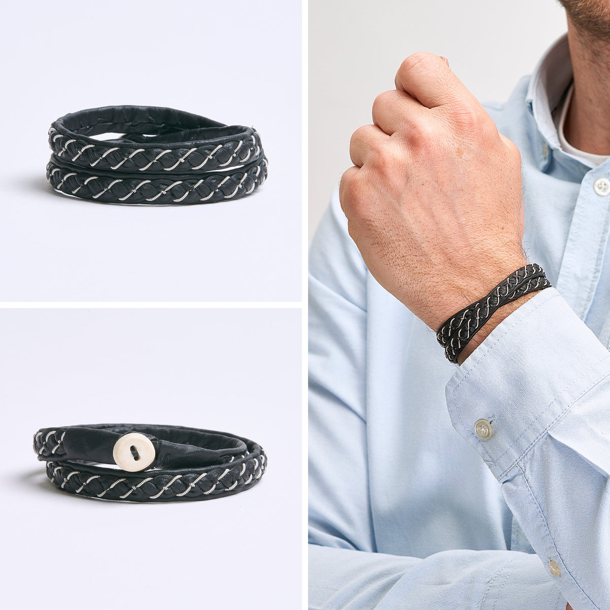 Men's Triple Leather Wrap Bracelet